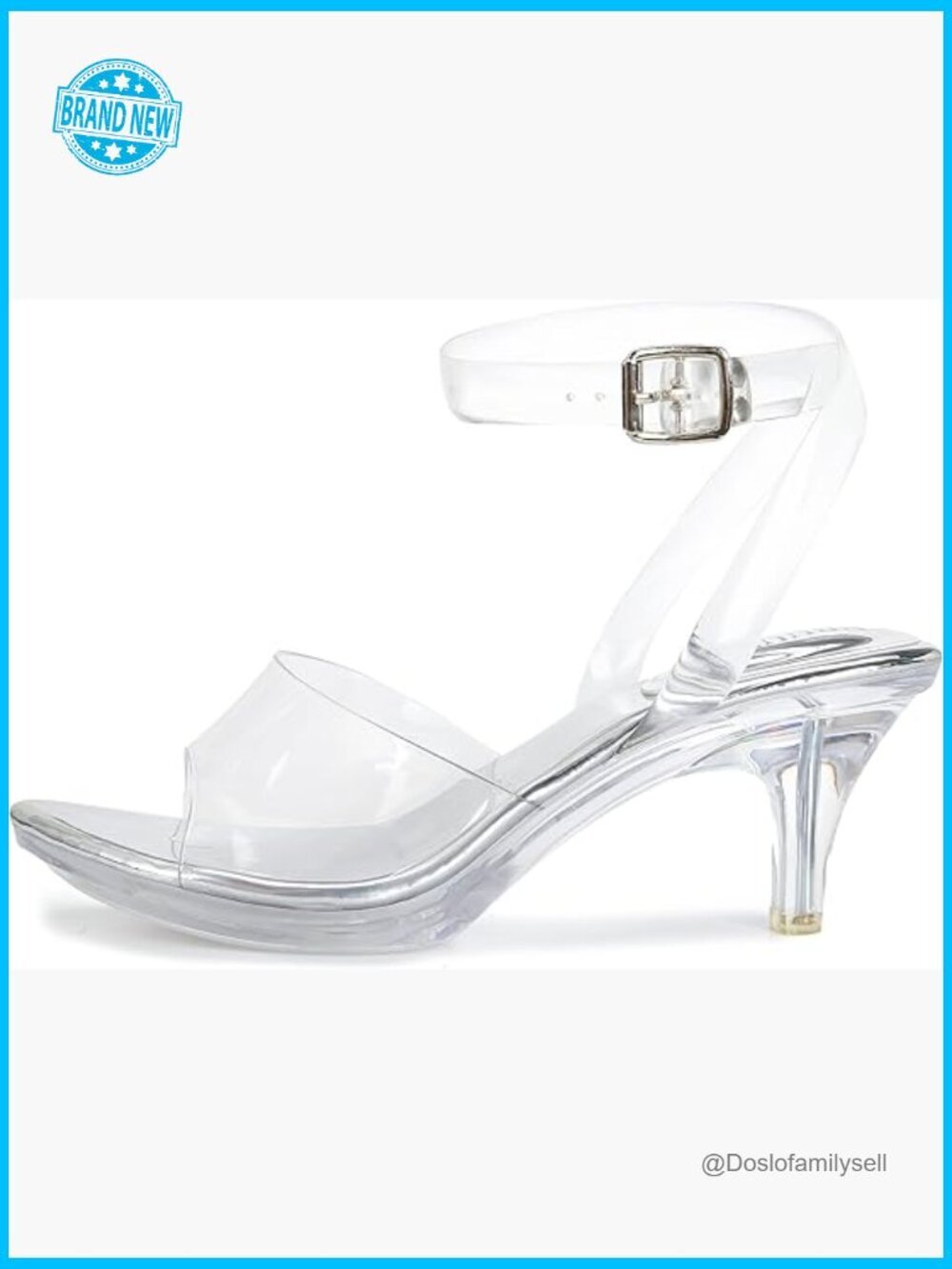Clear Strappy Platform Heels Open Toe Stiletto Sandals Adjustable Buckle